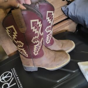 Twister Blake ~ burgundy & brown square toe cowboy boots ~ children's 9